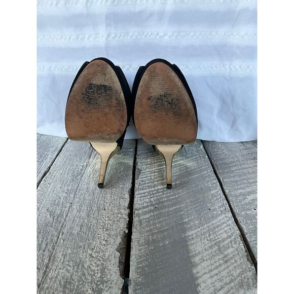 Michael Kors Black Suede Booties with Gold Accent Heels Size 7M - Picture 5 of 13